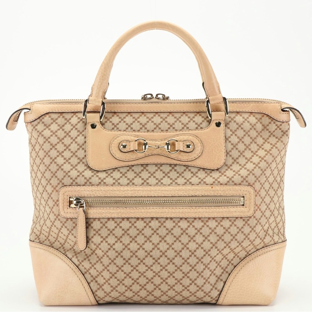 Gucci Diamanté Horsebit Catherine Canvas Tote Bag